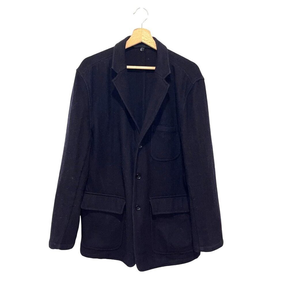 Saks Fifth Avenue Black Three-Button Wool Blend Blazer Jacket Men's Size 42